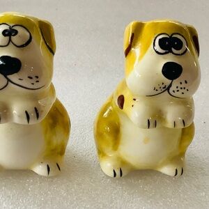 Vintage Yellow Ceramic Dog Salt & Pepper Shakers